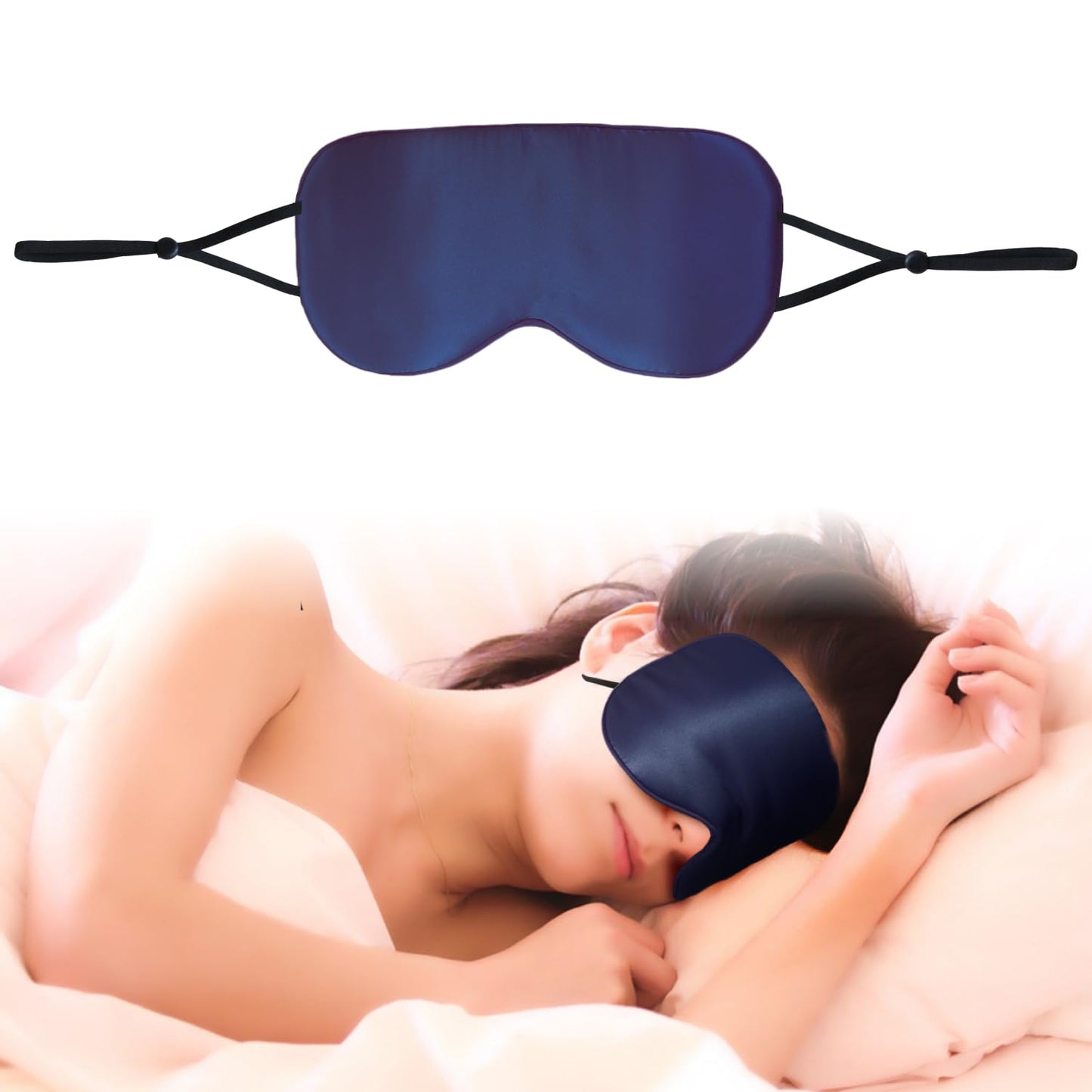 Milasonus Double-Sided Mulberry Silk Eye Mask, Featuring an Adjustable Ear-Hook Design That Won't Disturb Your Hairstyle. Cool, Breathable and Non-stifling, Ideal for Side Sleeping.