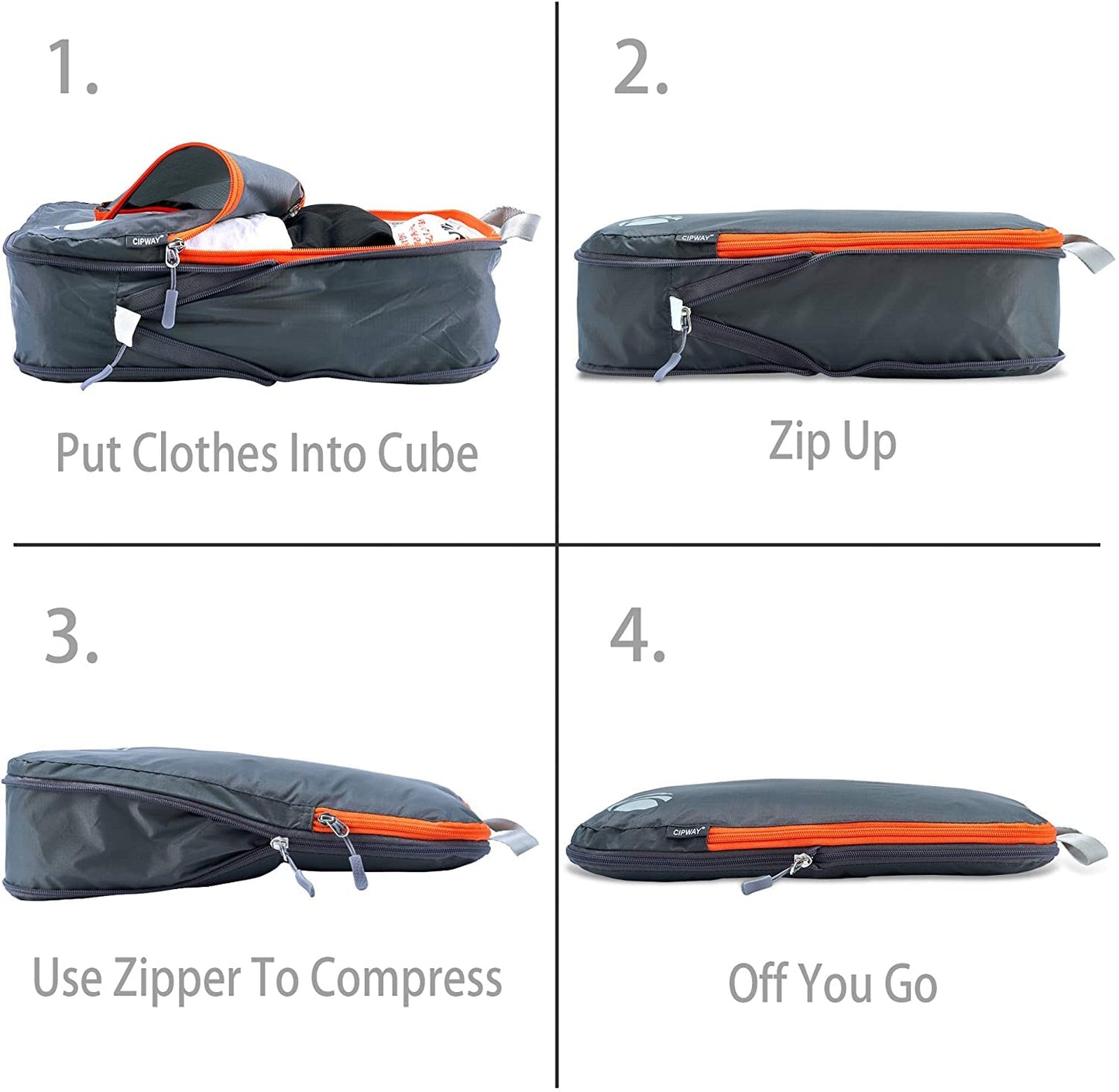 Cipway Compression Packing Cubes Set, Ultralight Expandable Travel Packing Organizers for Carry on Luggage (Grey 6pcs)