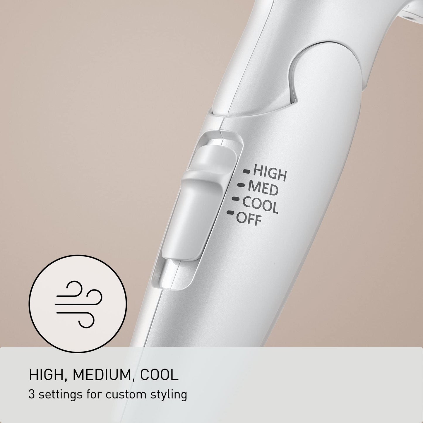 Panasonic nanoe Compact Hair Dryer with Oscillating Quick Dry Nozzle for Healthier-Looking Hair, Folding Blow Dryer for Travel and Home, 3 Airflow Settings - EH-NA2C-W (White)