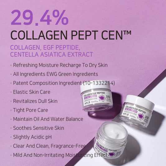 APLB Collagen EGF Peptide Facial Cream | COLLAGEN PEPT CEN™ 29.4% 1.86 FL.OZ/Korean Skincare, Elasticity care, Deep hydration, Revitalize for gentle and improve skin texture