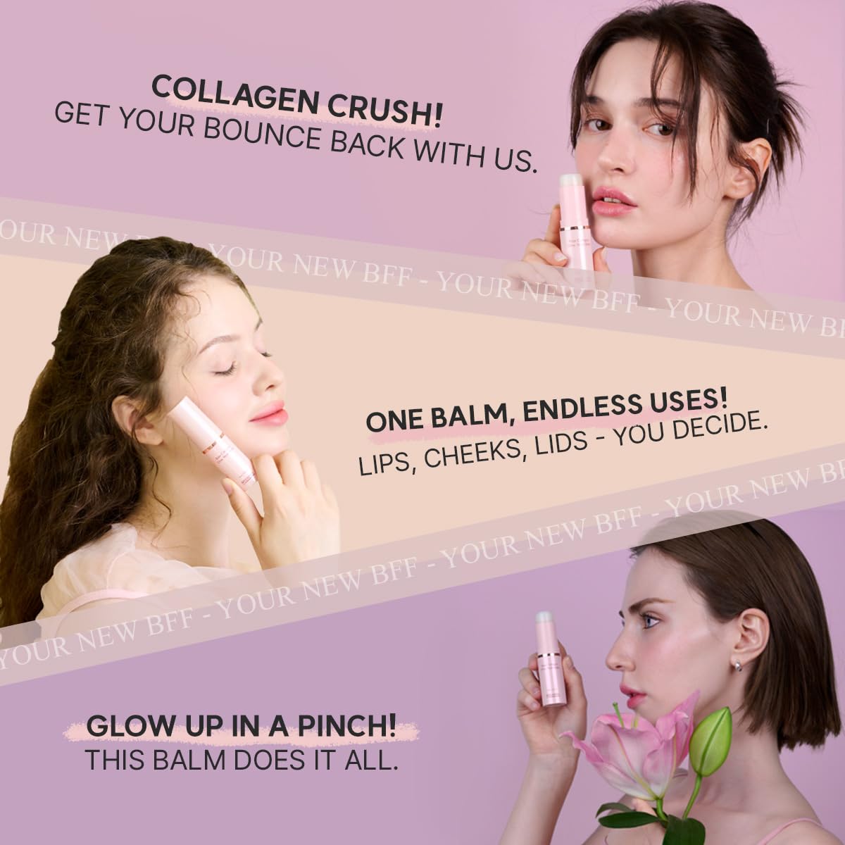 MIGUHARA Rose Collagen Glow Multi Balm | Korean Skincare | All-in-One Hydrating Multi Balm Stick (10g/0.35 oz.)