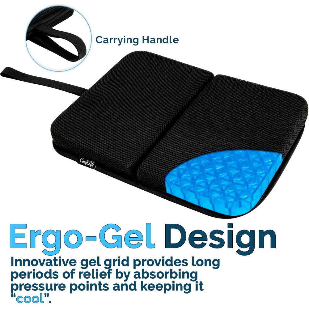 ComfiLife Ergo-Gel Airplane Seat Cushion – Travel Seat Cushion – Foldable, Portable Comfort
