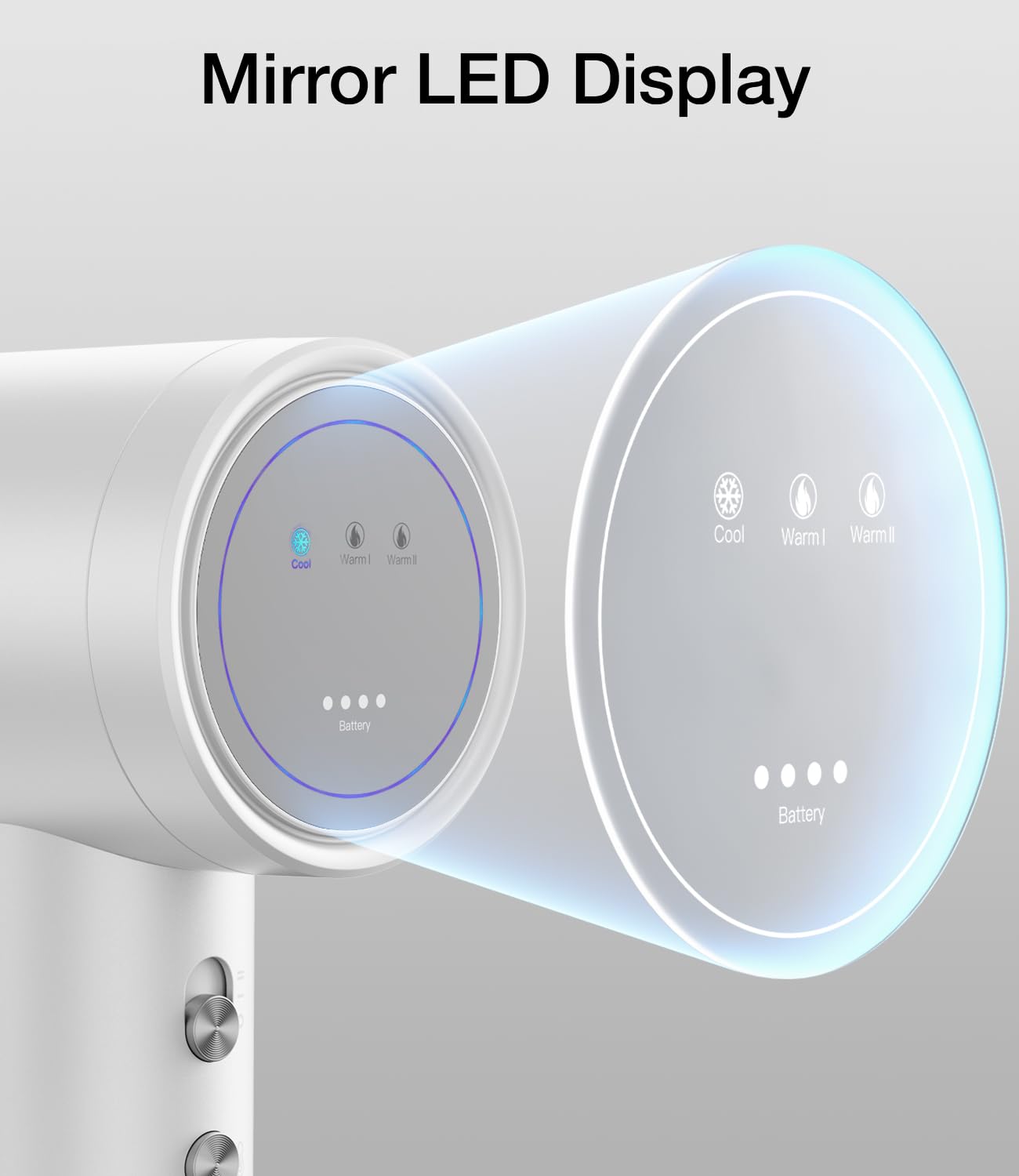 YALICE Cordless Hair Dryer Rechargeable with Digital Screen, 15000mAh Travel Hair Dryer with Magnetic Nozzle, 4 Mode Portable Hair Blow Dryers for Women Kids Outdoor Camping Beaches (White)