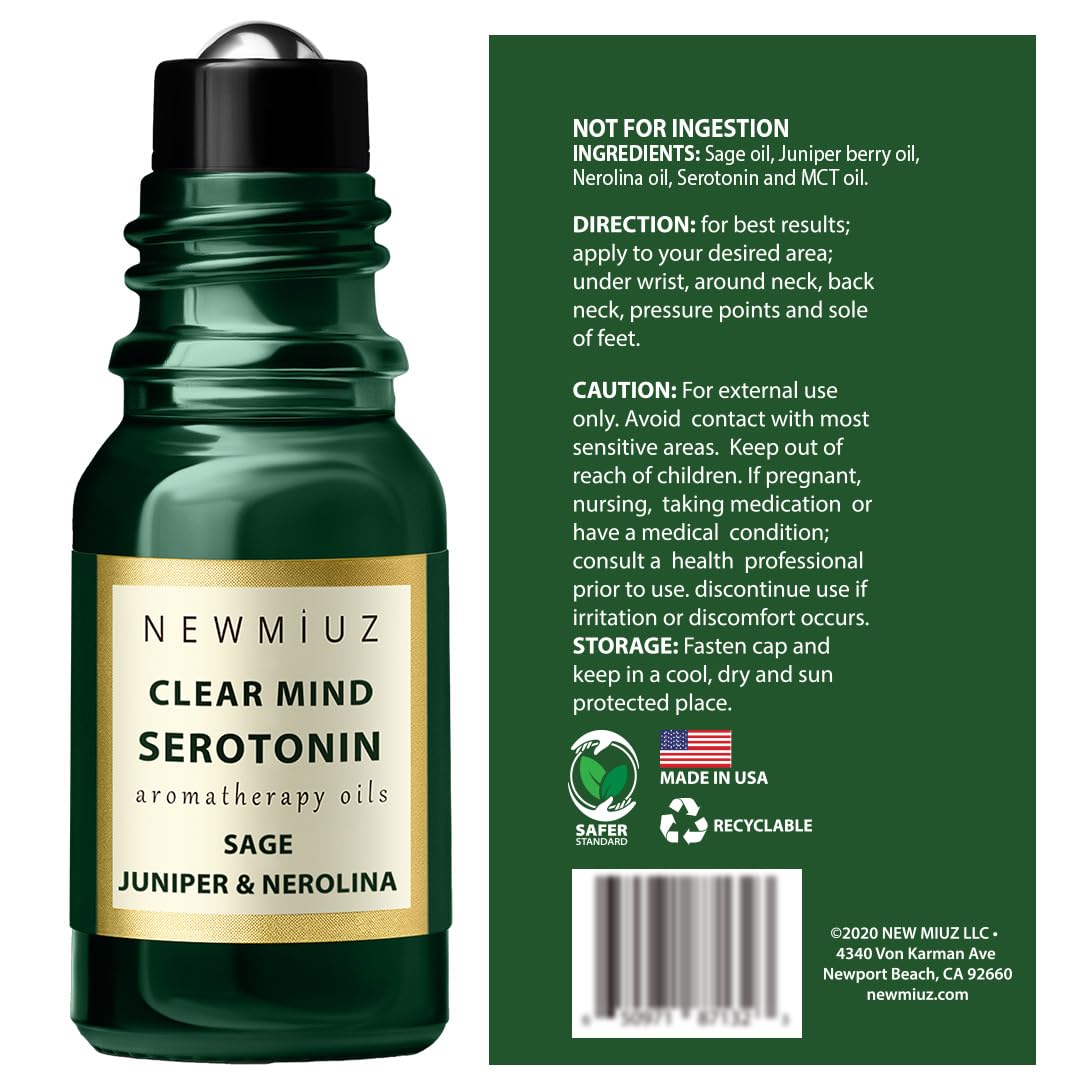 Stress Relief Roll On Essential Oil Sage Juniper Berry Spiritual Energy Clearing Protection Destress Smokeless Smudging Calm Aromatherapy Gifts Women