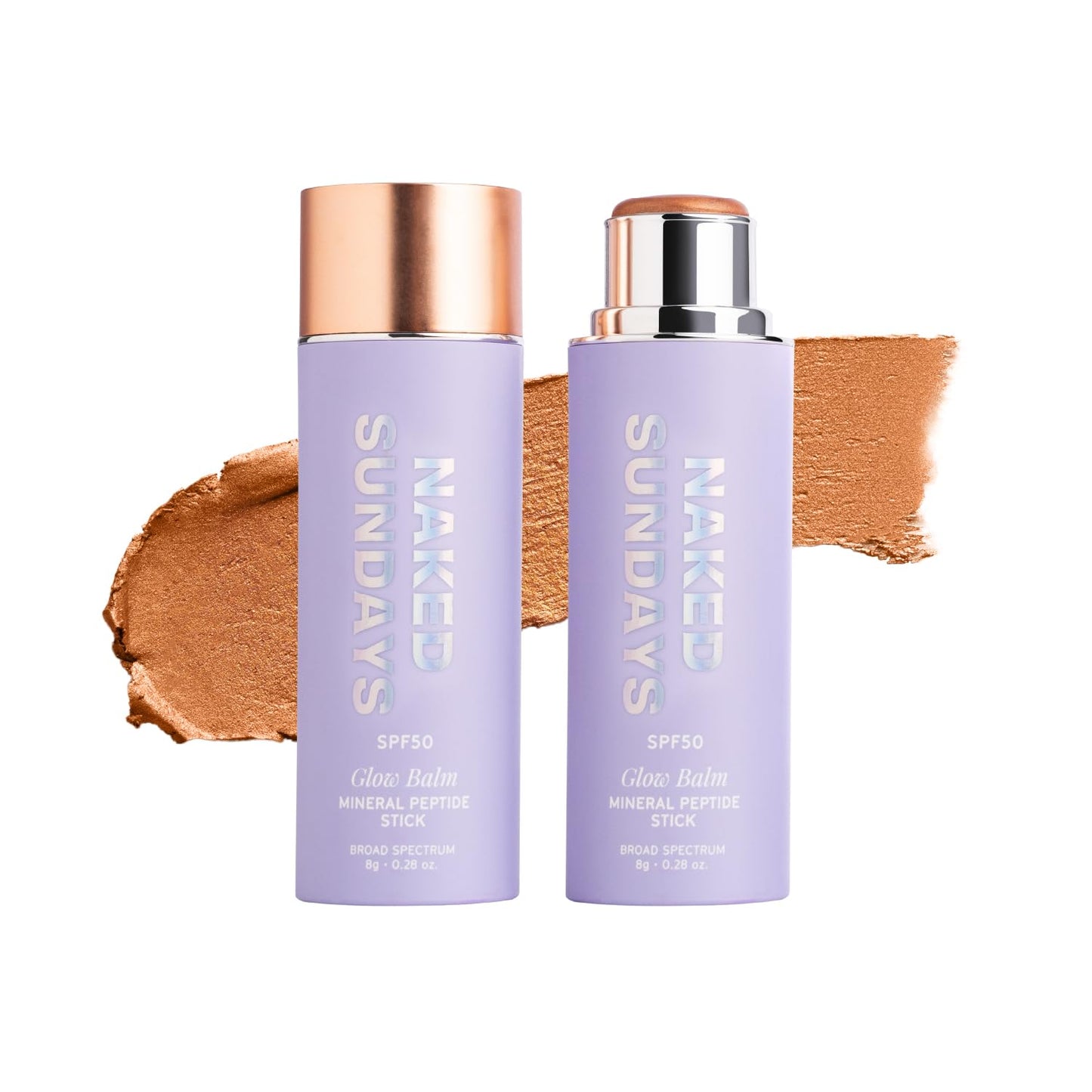 Naked Sundays SPF 50 Mineral Glow Balm – Peptide-Infused Multi-Tasking Blush Stick for Cheeks, Lips & Eyes – Broad Spectrum Mineral Sunscreen with Zinc Oxide – 8g (Bronze)
