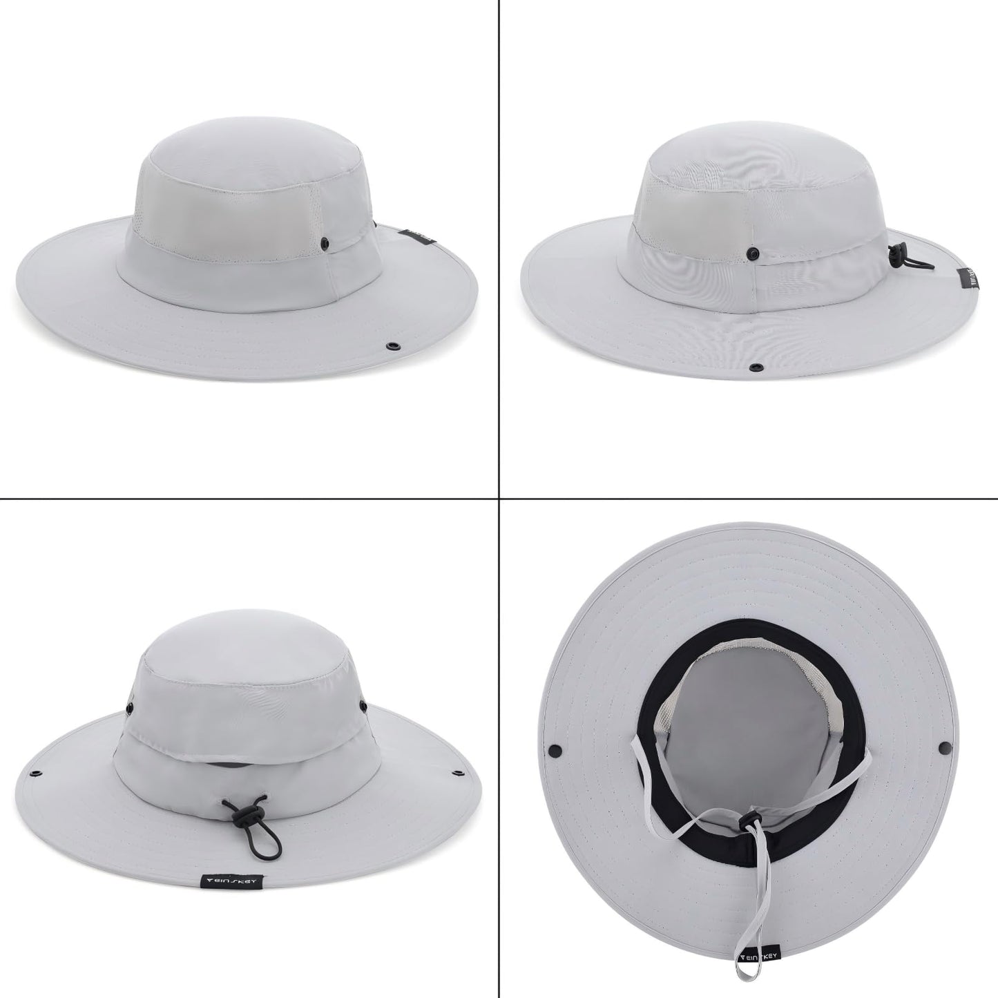 EINSKEY Cooling Sun Hat for Men Women, Packable Wide Brim Bucket Hat with Ponytail Adjustable Boonie Hat for Fishing Hiking
