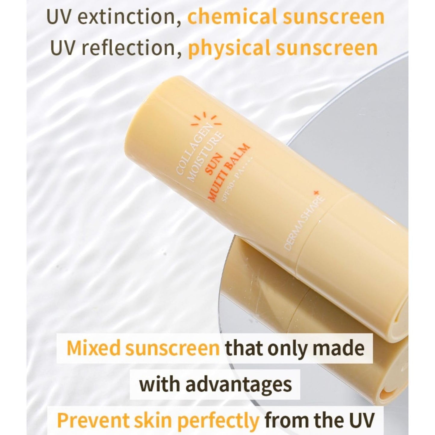 Collagen Multi Balm Stick with SPF 50 - Anti-Aging, Moisturizing, Wrinkle Care/Korean Skincare/Unscented/Dermashare(0.38oz)