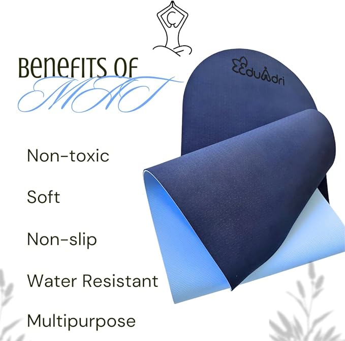 "Premium Extra Thick Yoga Mat With Strap-6mm Non-Slip,Eco-friendly,High-Density TPE,Ideal For Home,Gym, Perfect Exercise Mat for Pilates & Studio-72 L*24 W, Available In Rectangular & Arch Shapes"