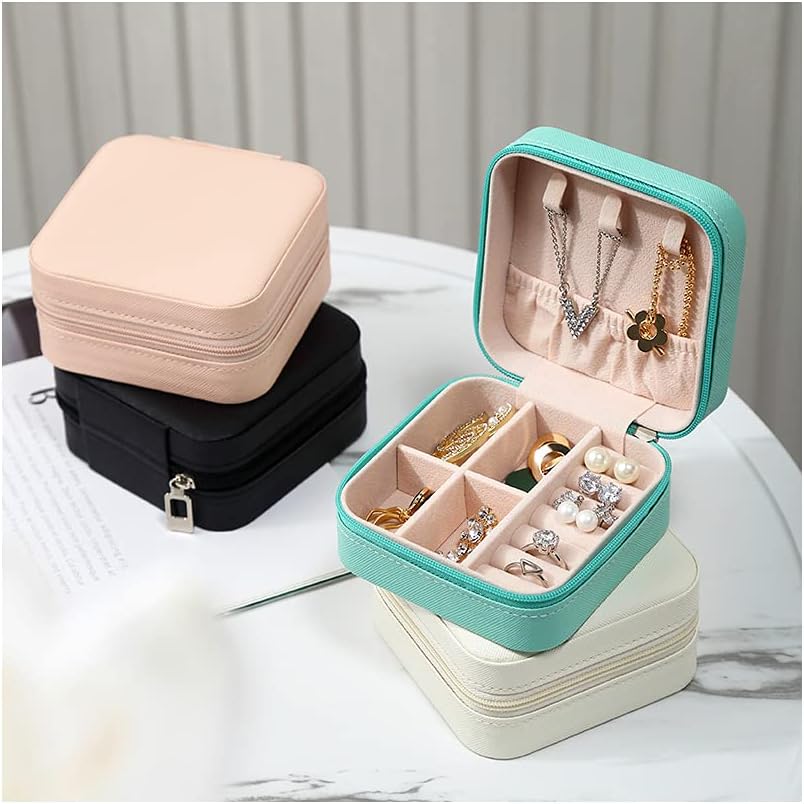 Mini Jewelry Travel Case, Small Portable Jewellry Organizer Box Storage Organizer Portable Display Storage Box for Rings Earrings Necklaces, Gifts for Girl, Women, Mom, Wedding, Birthday(Blue)