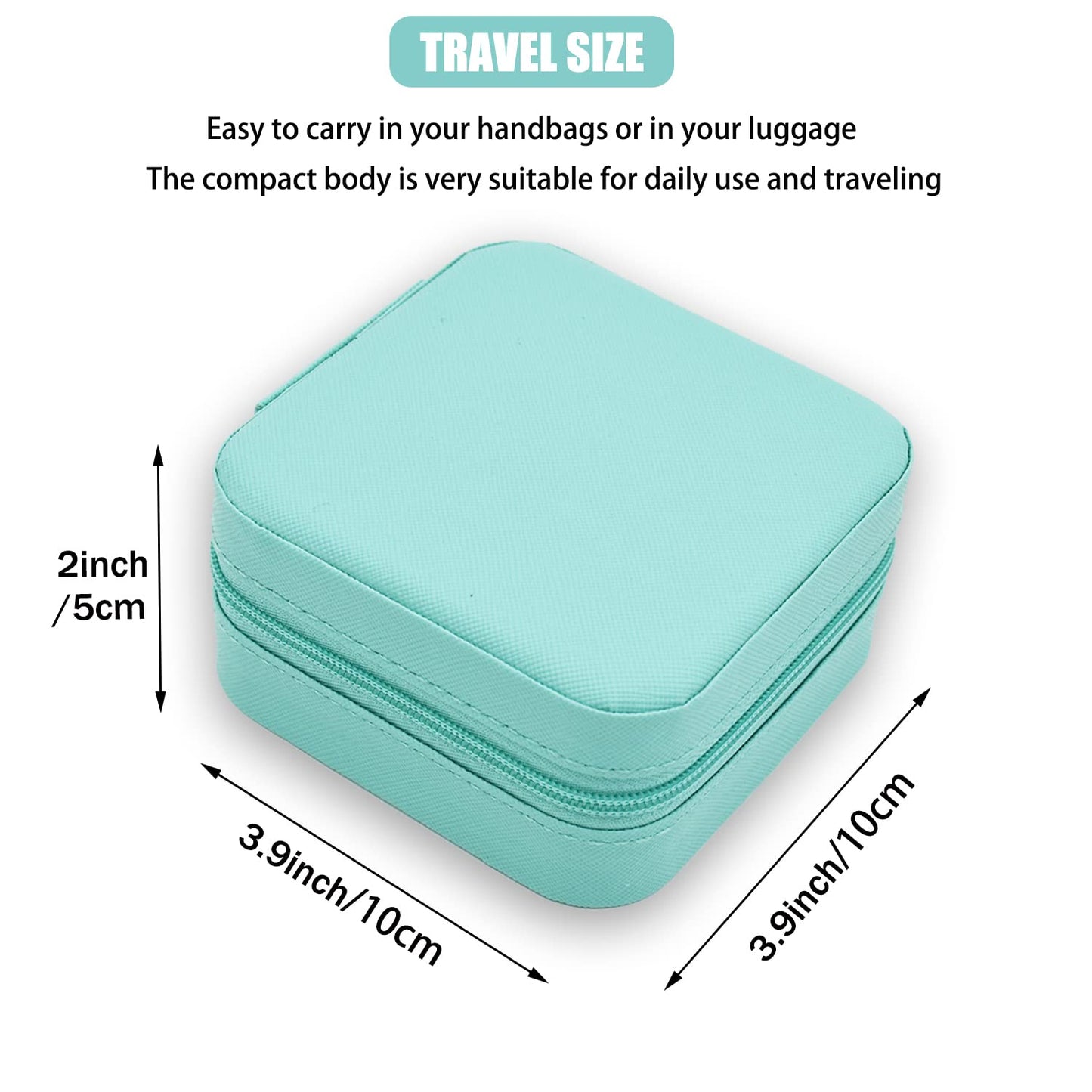 Mini Jewelry Travel Case, PU Leather Travel Jewelry Organizer Box, Small Portable Portable Jewellery Storage Holder for Womens Rings Earrings Necklaces Bracelets (Blue)