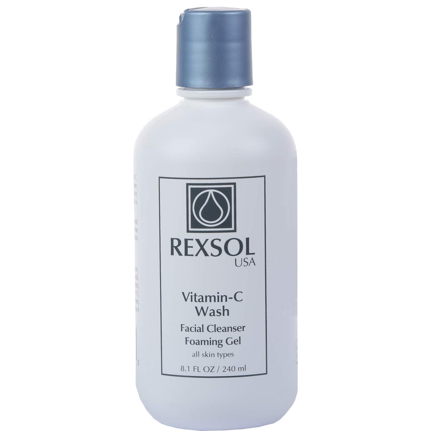 REXSOL Vitamin C Foaming Gel Face Wash | Anti-Aging Cleanser for Sensitive Skin | Natural Daily Facial Cleanser with Vitamins A & E - 8.1 OZ