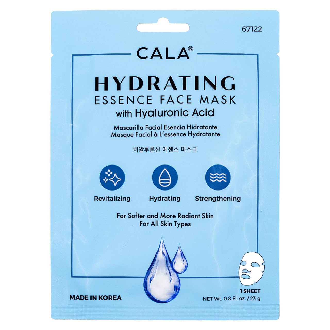 Cala Hydrating Essence Face Masks with Hyaluronic Acid - 5 Sheets Moisturizing Sheet Masks for Radiant, Plump Skin