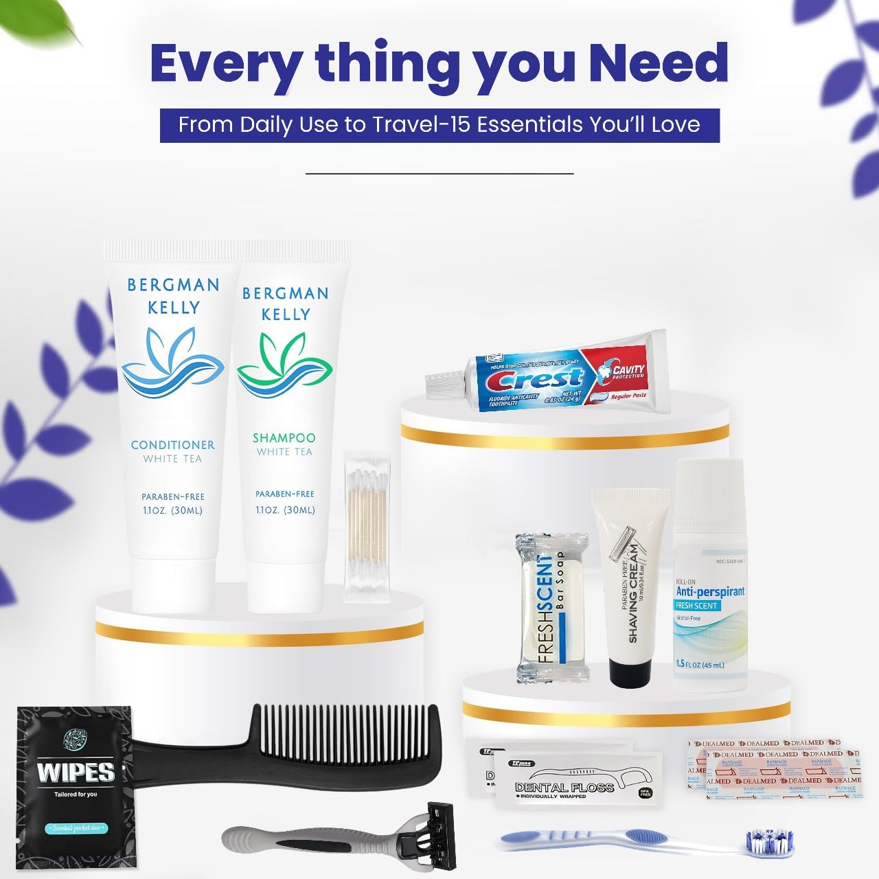 Trektote Travel Toiletry Kit For Men And Women – 15 Piece Set of Travel Size Toiletries, TSA Compliant, Includes Shampoo And Conditioner, Body Wash, Toiletry Bag & More