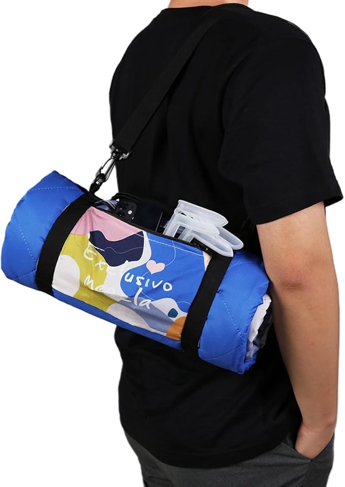 Exclusivo Mezcla Waterproof Picnic Blanket 60x80 Inches Large Multicolor Floral Polyester Sandproof Modern Camping Blanket