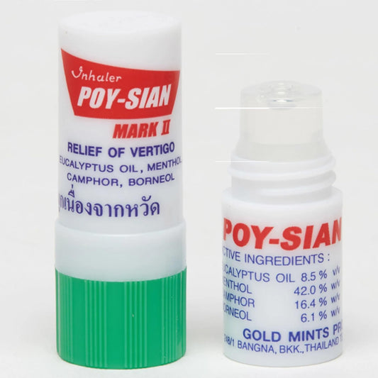 POY-SIAN Mark II Menthol Aromatherapy Nasal Inhaler, Natural Herbal Remedy with Cooling Essential Oils Poysian (Pack of 6)