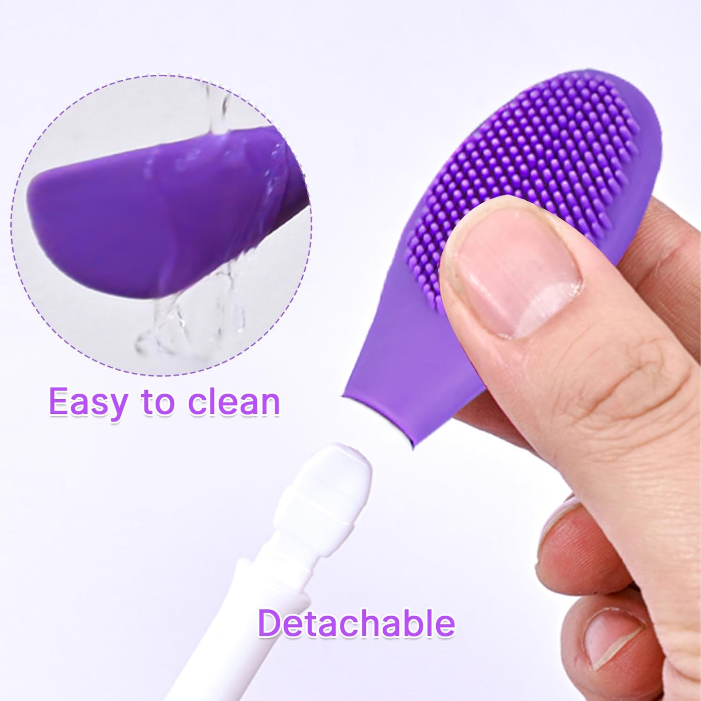 2 Pcs Silicone Facial Cleansing Brush,Face Masks Skincare Brush for Pore Cleansing(Purple)