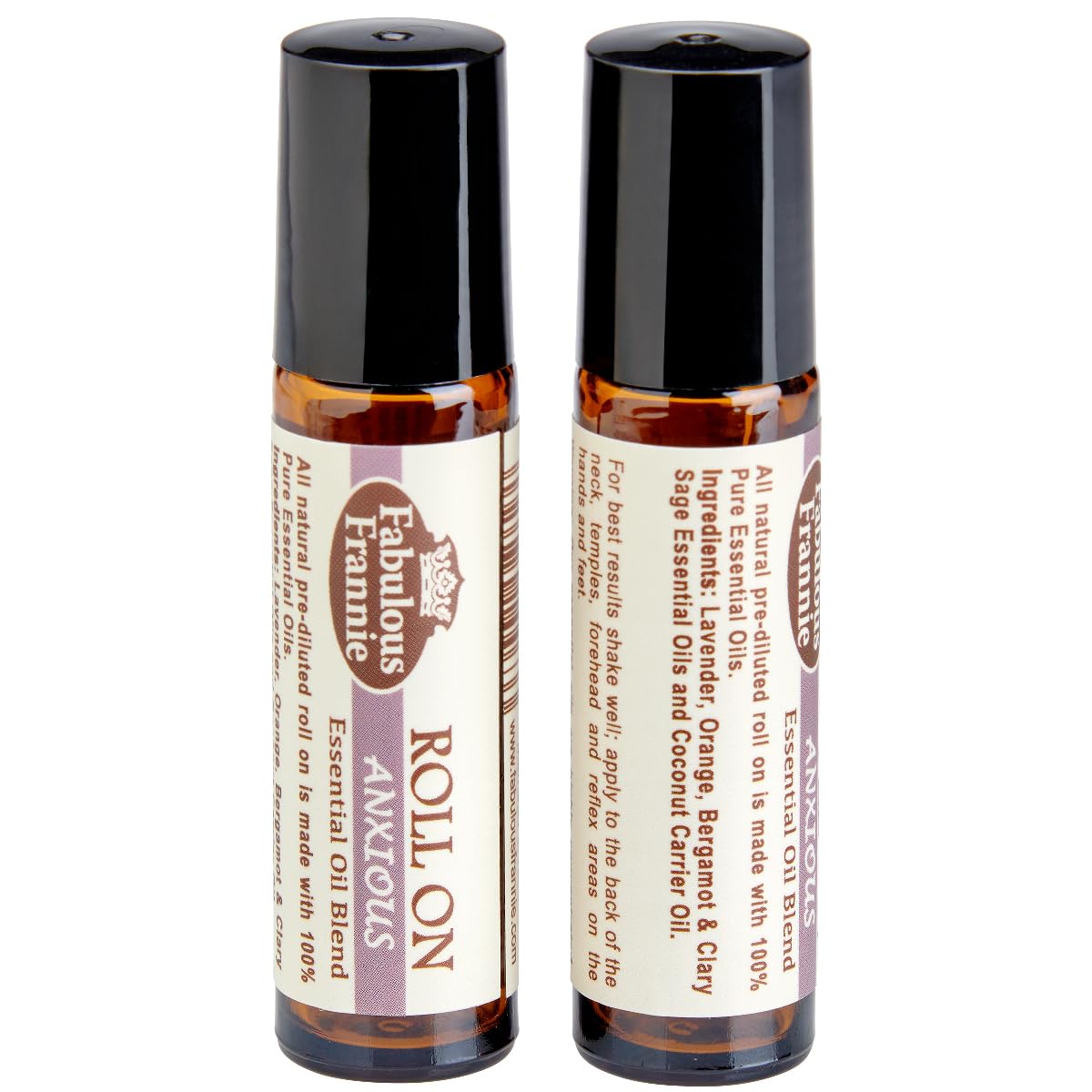 Fabulous Frannie Anxious 10ml Roll-On Pre-Diluted Made with Pure Essential Oils (Lavender, Bitter Orange, Bergamot and Clary Sage) Great for Aromatherapy 10ml