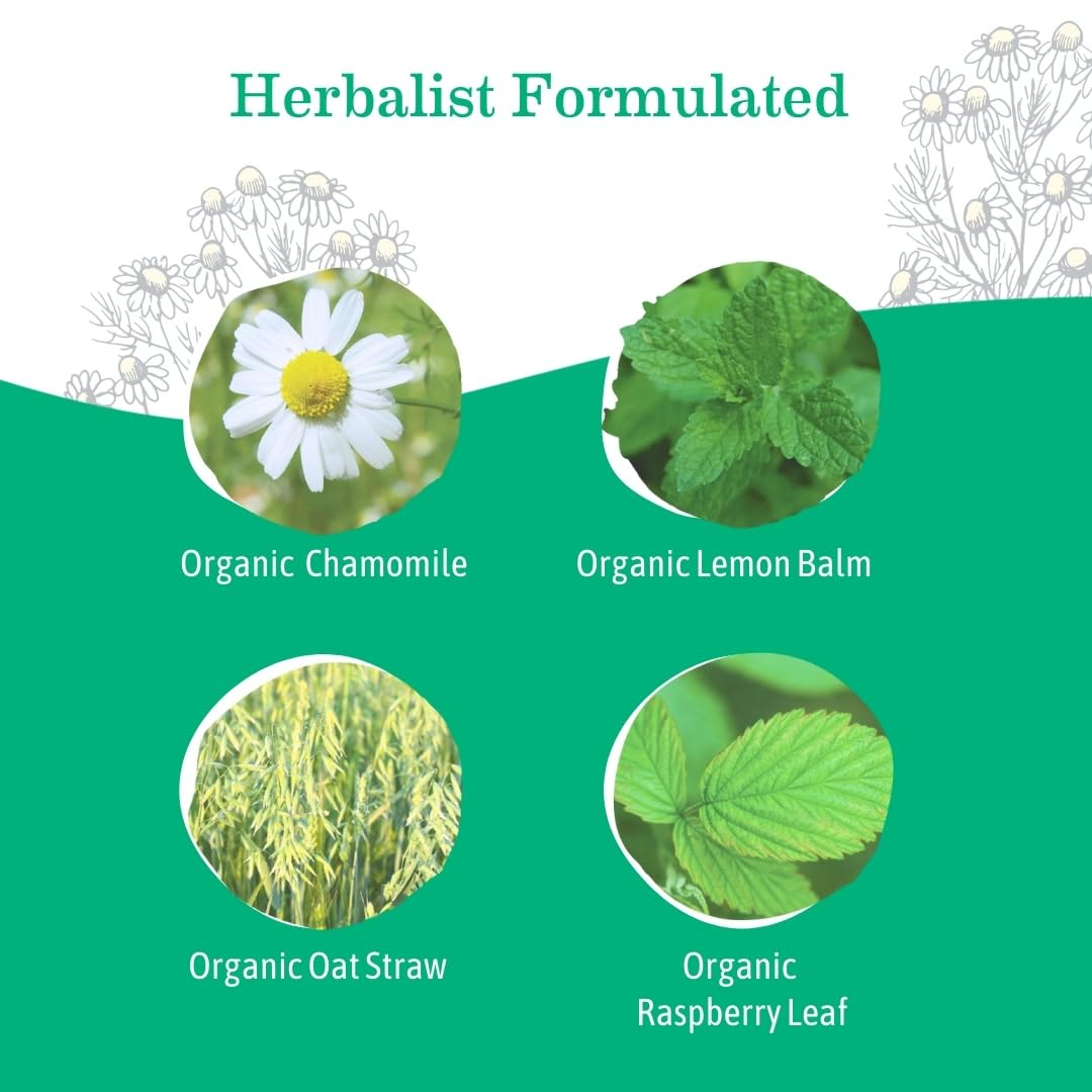 Earth Mama Organic Peaceful™ Tea | Stress Less! Calming, Relaxing Herbal Blend Safe for Pregnancy & Beyond, 16 Teabags Per Box