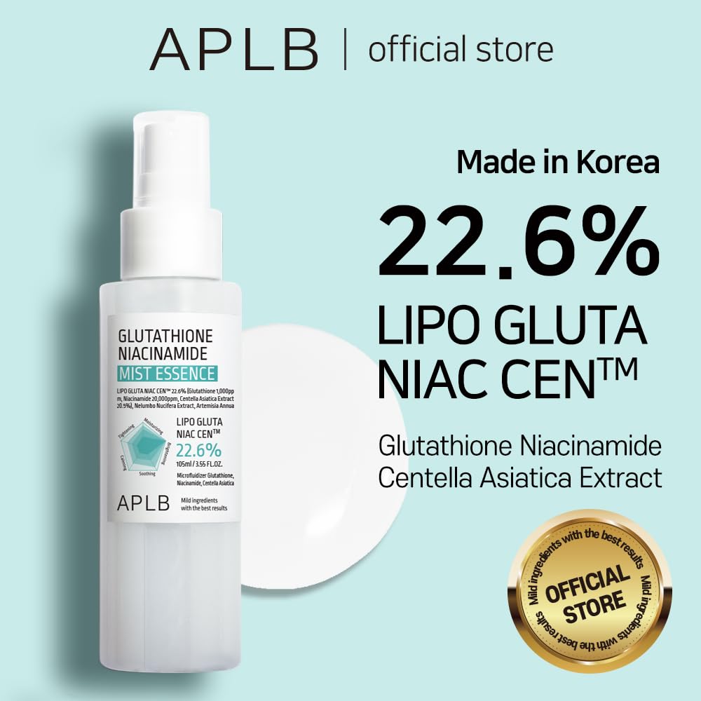 APLB Glutathione Niacinamide Mist Essence | LIPO GLUTA NIAC CEN™ 22.6% 3.55 FL.OZ/Korean Skincare, Replenishing moisture, Revitalize for gentle and improve skin texture through Niacinamide