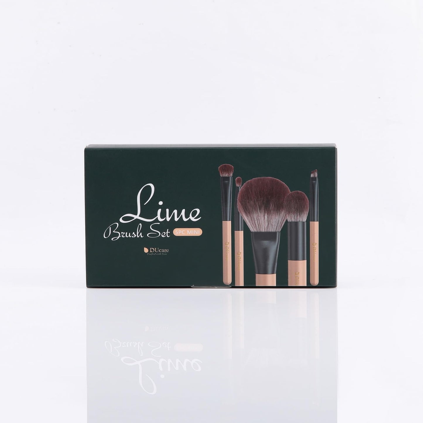 DUcare Travel Makeup Brushes Set with Bag,5PCS Portable Mini Cosmetic Brushes Kit for Powder,Blush,Foundation, Eyeshadow, Tapered Kabuki Coverage Mineral Bronzer Buffing Brush Green