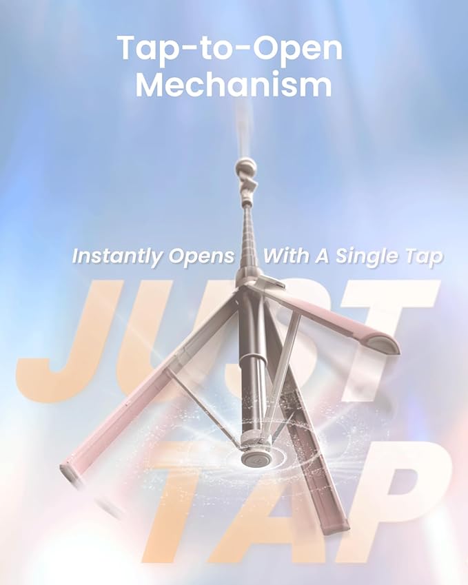 KraftGeek Automatic Tripod for iPhone, 66" Pink Phone Selfie Stick Tripod Stand for Recording, Travel, Content Creation - Ombré Peach