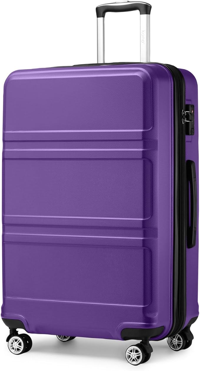 Kono 28 Inch Luggage Expandable Suitcase Lightweight with Spinner Wheels TSA Lock Hardside Large Checked Luggage Durable Rolling Suitcase Purple