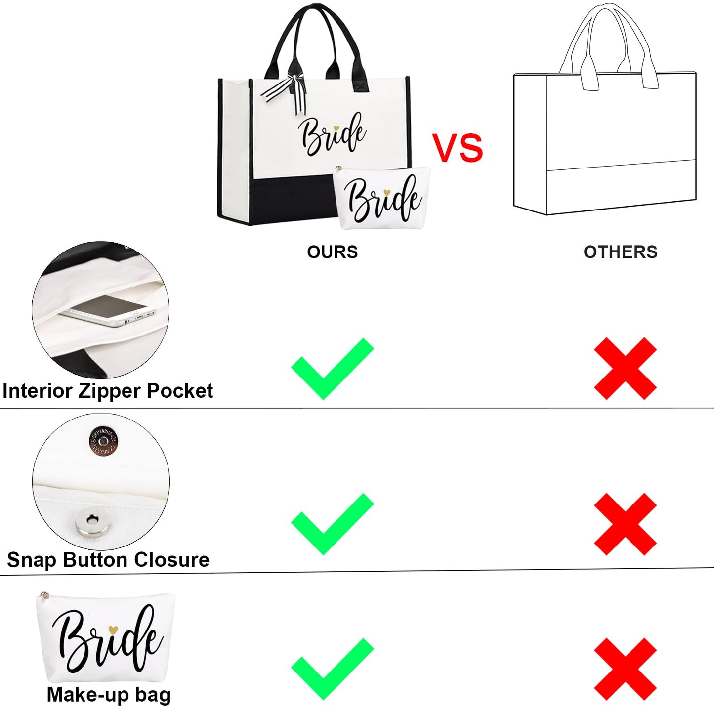 Lamyba Bride To Be Gifts for Wedding, Bridal Shower Gifts, Bachelorette Party, Engagement,Honeymoon, Bride Bag Tote with Makeup Bag