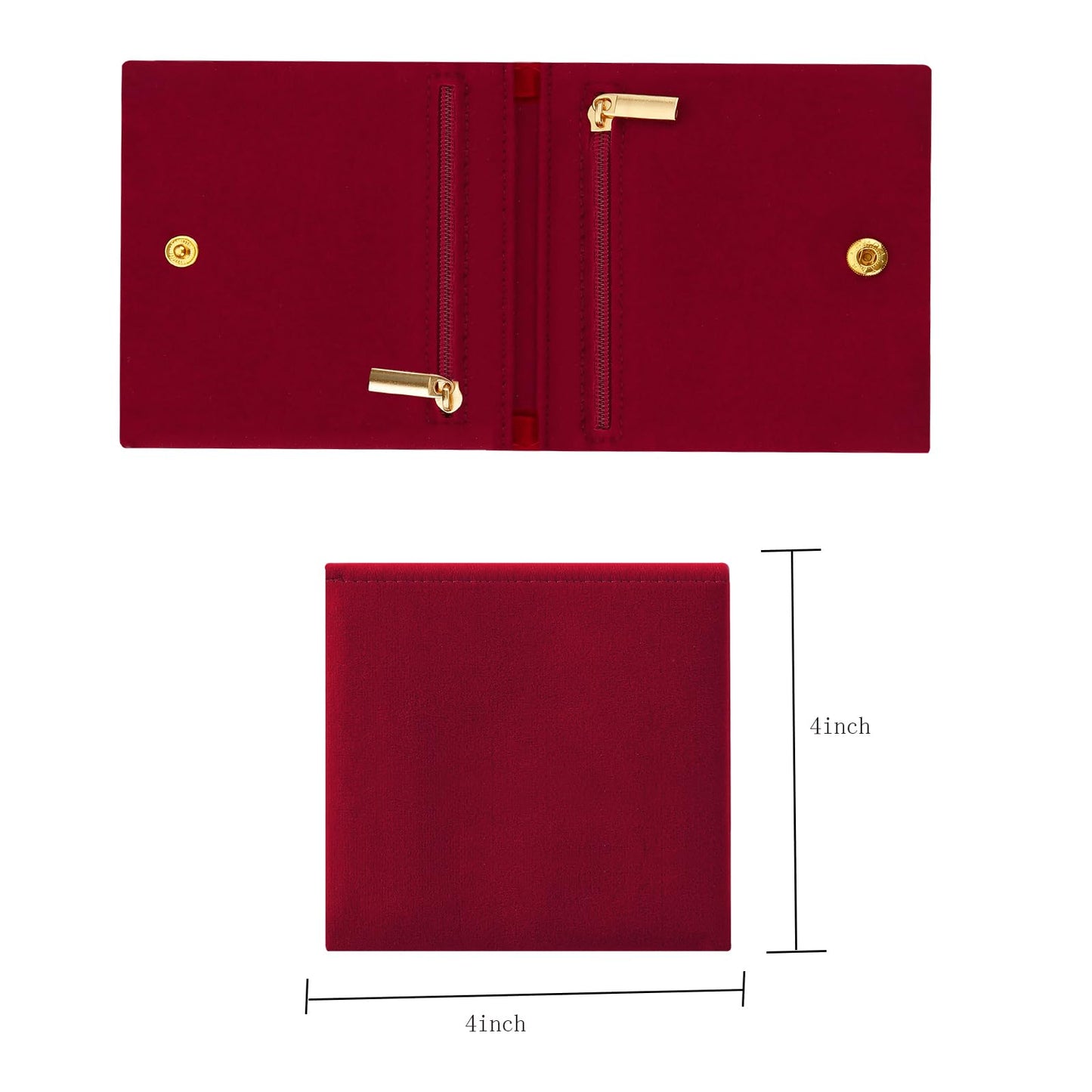 3pcs Small Jewelry Bags Zipper Jewelry Pouches Jewelry Organizer Cases Jewerly Rolls Small Bags for Jewelry Gift Bags Little Bags for Jewelry Travel Jewelry Pouch, 4"x4",Red