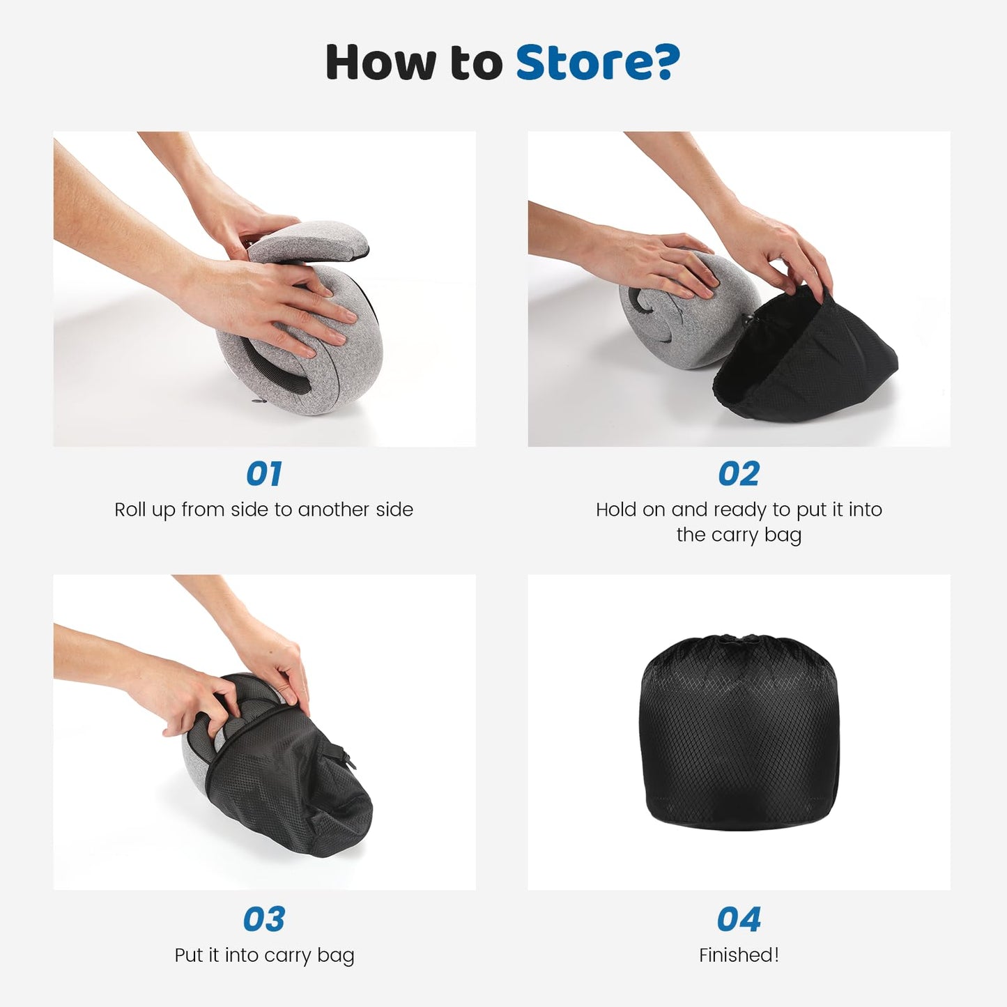 4litamz Neck Pillow Airplane,100% Pure Memory FoamTravel Neck Pillow Travel Neck Support Ergonomic &Portable Design Best for Sleeping Plane Car Train Office Flight (Small Grey)