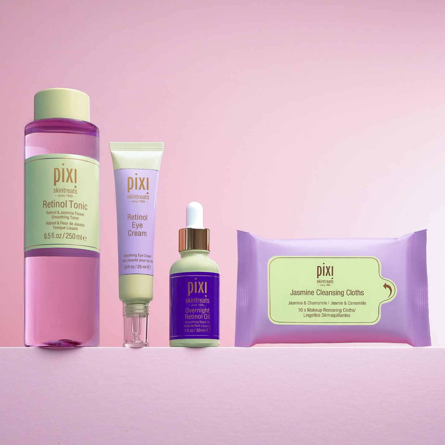 Pixi Beauty Jasmine Cleansing Cloths Mini |Cleansing, Smoothing, and Hydrating Disposable Face Towelettes| Pack of 10 Face Wipes