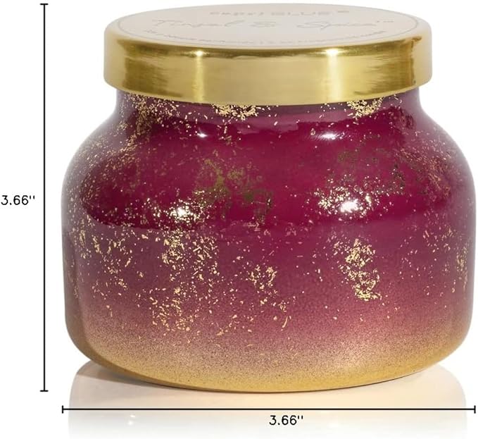 Capri Blue Glimmer Jar Candles - Luxury Holiday Scented Candles for Home - Long Lasting Soy Wax Blend - Scented Holiday & Home Decor - Tinsel & Spice Signature Petite Jar (8 oz)