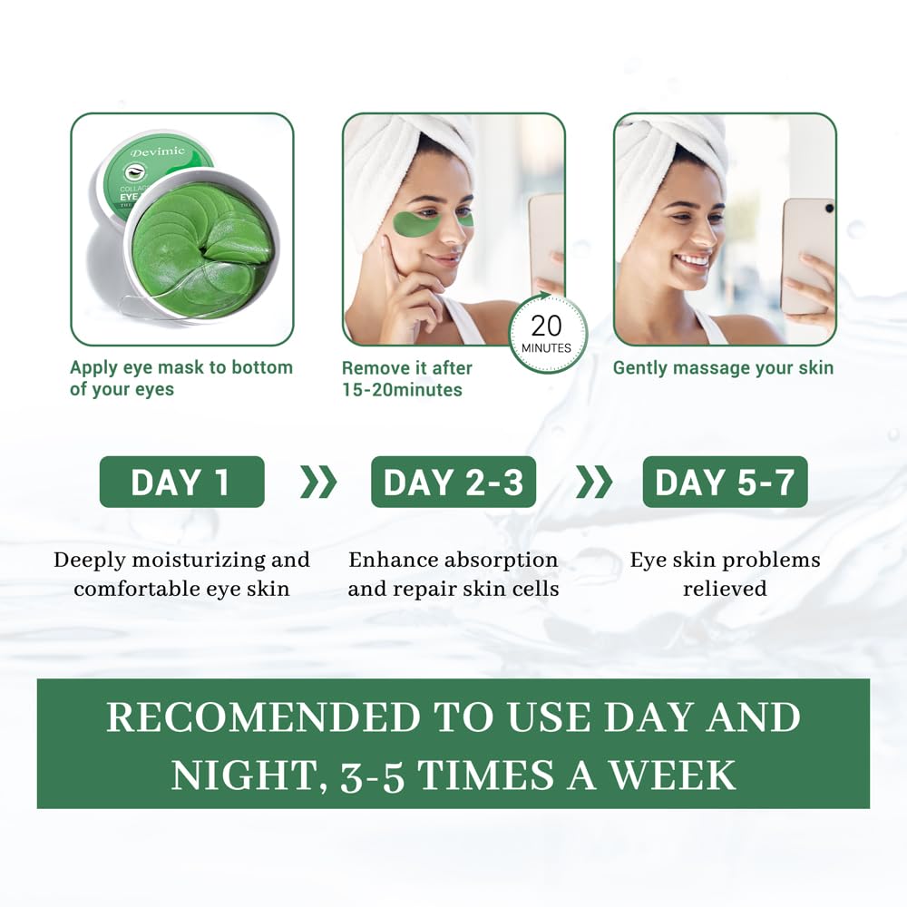 Devimic Under Eye Mask, 30 Pairs Seaweed Eye Masks for Dark Circles and Puffiness Treatment, Under Eye Patches for Puffy Eyes and Eye Bags, Gel Eye Mask Eye Pads for Face Skin Care