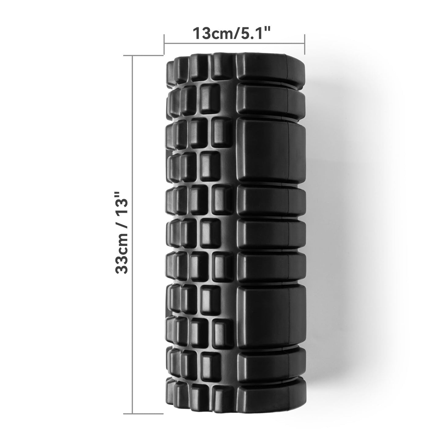 Krightlink Foam Roller for Deep Tissue Massager, 13" High Density Exercise Patented Roller for Muscle Massage and Myofascial Trigger Point Release Back Roller for Fitness, Yoga and Pilates (Black)