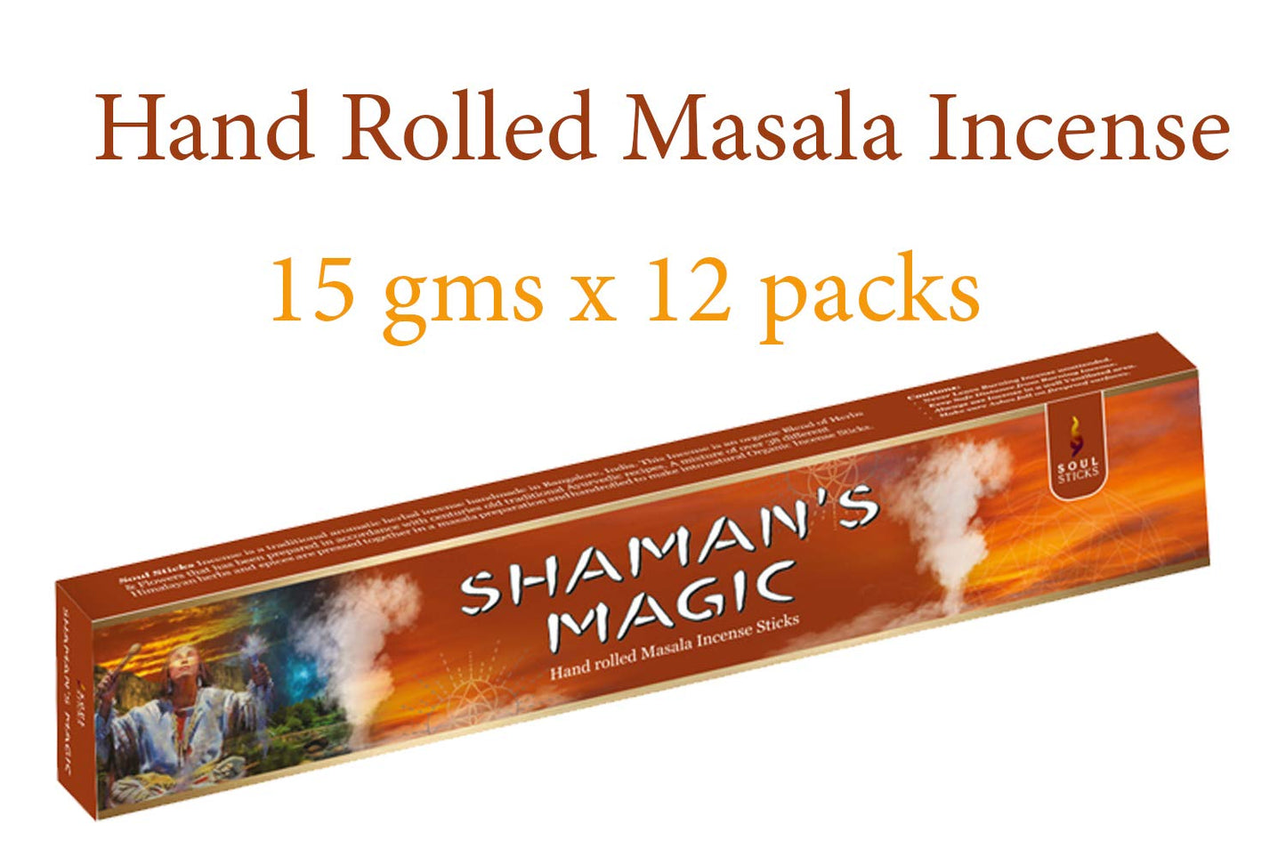 SOUL STICKS Hand-Rolled Incense Sticks Divine Spirit Blends 180 Gram Box | 100% Natural Masala Incense Organic Home Fragrance Agarbatti (Shaman's Magic)