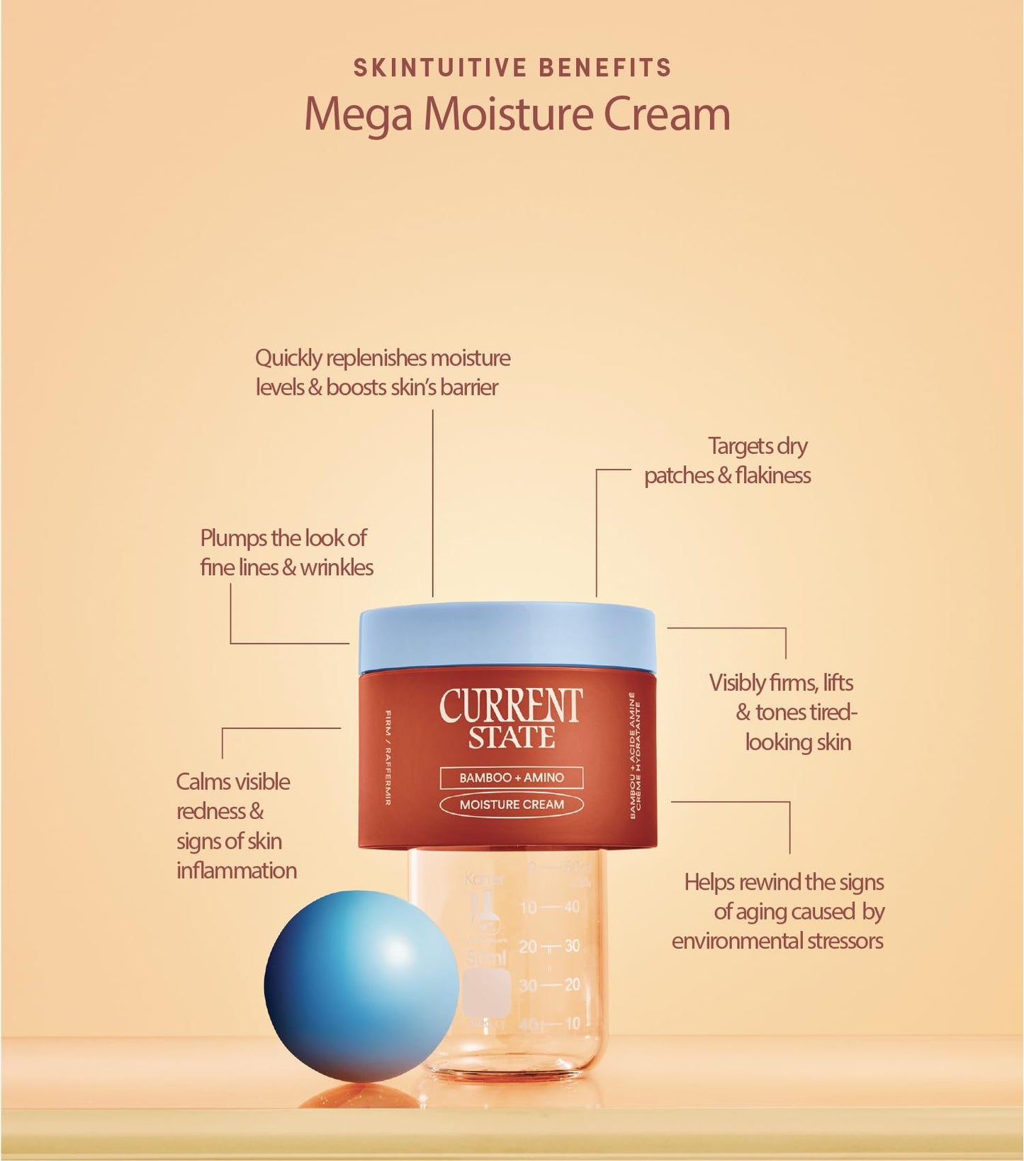 CURRENT STATE Bamboo + Amino Mega Moisturizer Face Cream - Deeply Nourishing Barrier Cream for Dry, Flaky Skin- Ultimate Replenishing Face Moisturizer with Superior Plant Oils, 1.7 oz.