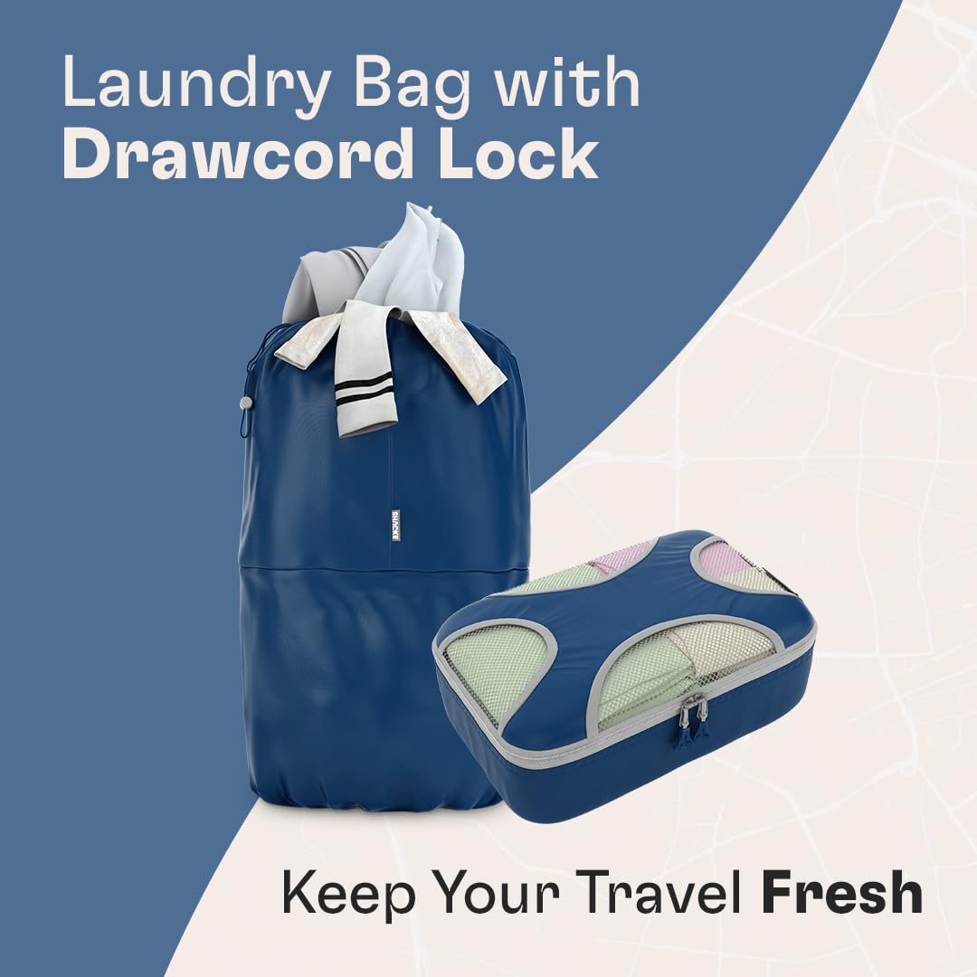 Shacke 6 Set Packing Cubes for Travel - Compression Packing Bags/Travel Organizer - Luggage Organizer Bags for Traveling - Travel Essentials for Women - Cruise Must Haves Packing List (Navy Blue)