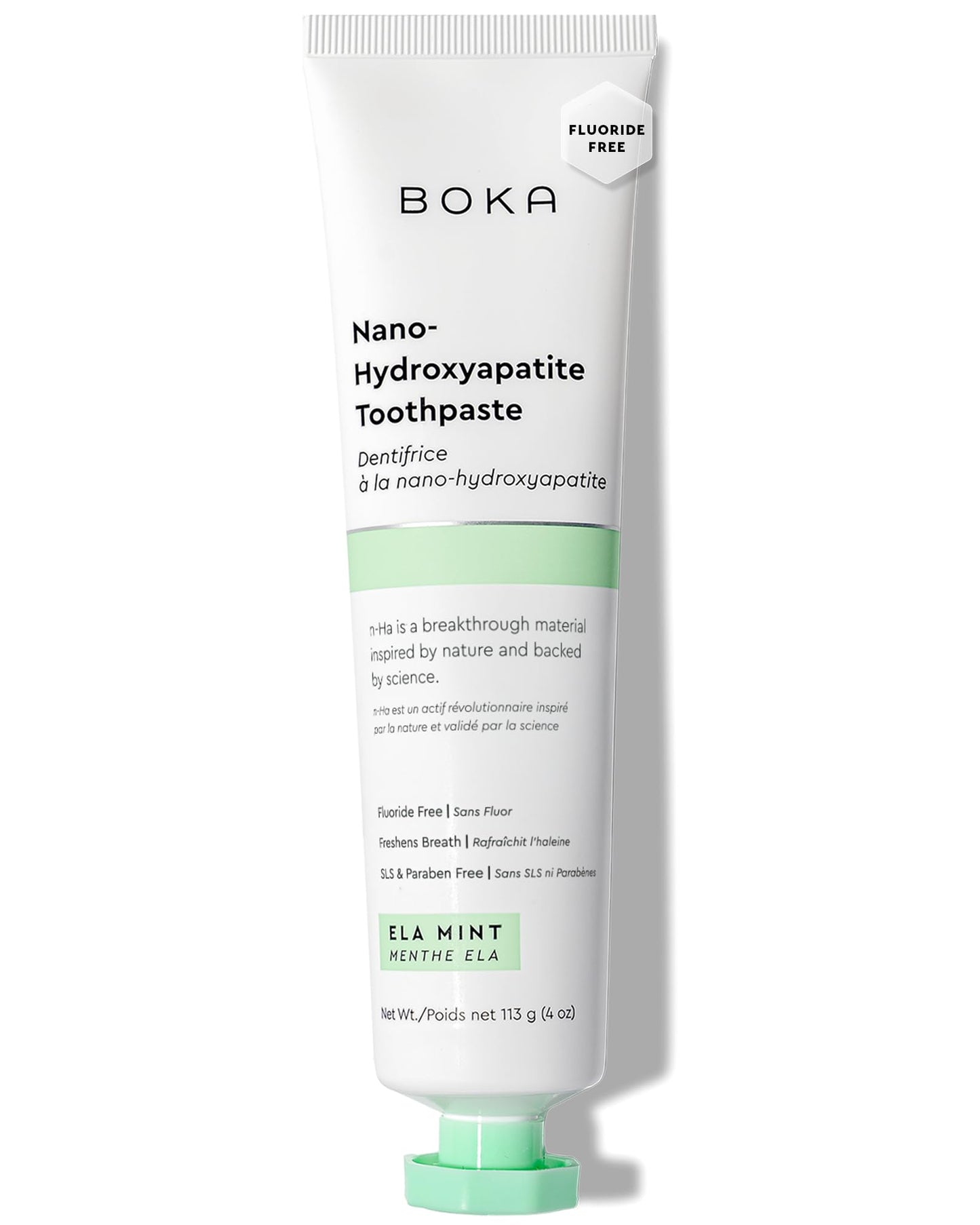 Boka Fluoride Free Toothpaste, Nano Hydroxyapatite Toothpaste, Appropriate for Sensitive Teeth - for Adult, Kids Oral Care - Ela Mint Flavor, 4 Fl Oz 1Pk US Manufactured