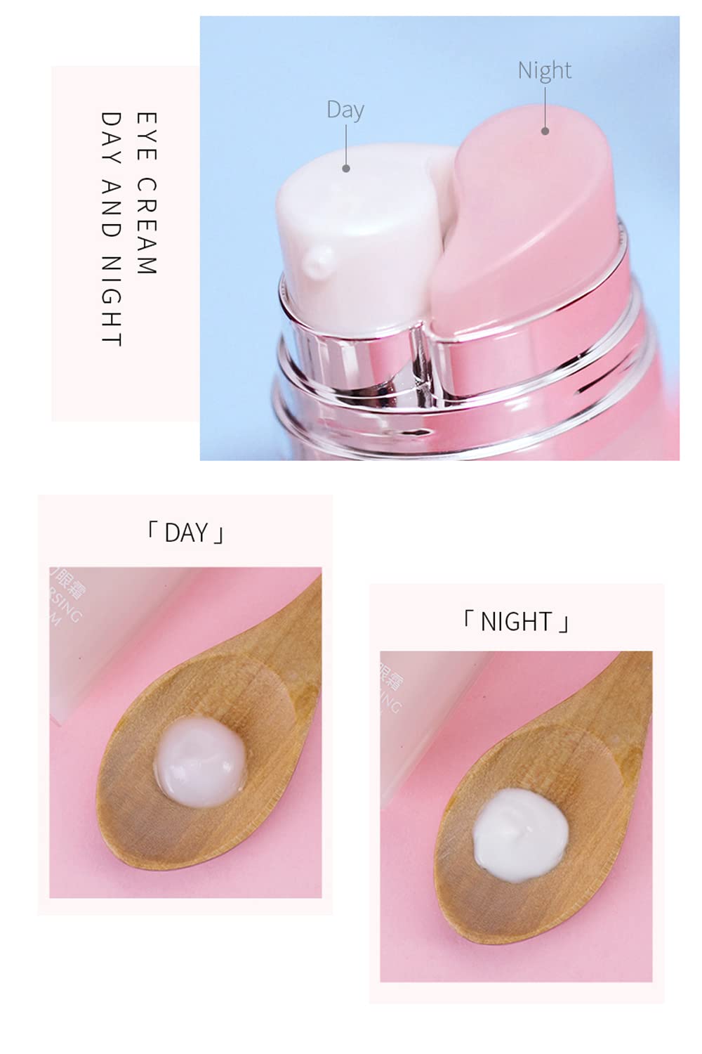 Rose Essential Oil Day and Night Eye Cream, Eye Cream for Dark Circles & Puffiness, Moisturizing Hydrating Fade Fine Lines Eye Bags Removal Dark Circles Firming Eye Skin For Women, Gift for Travel