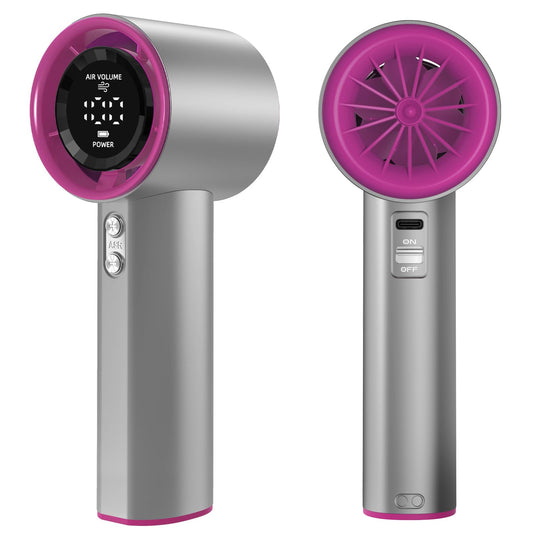 KOQQQ Portable Handheld Fan, Speed (1-100) Adjustable Turbo Personal, 4000mAh Battery Rechargeable Cooling Fan, Digital Display, Gifts for Women Men Travel/Camping/Outdoor (Iron/Fuchsia)