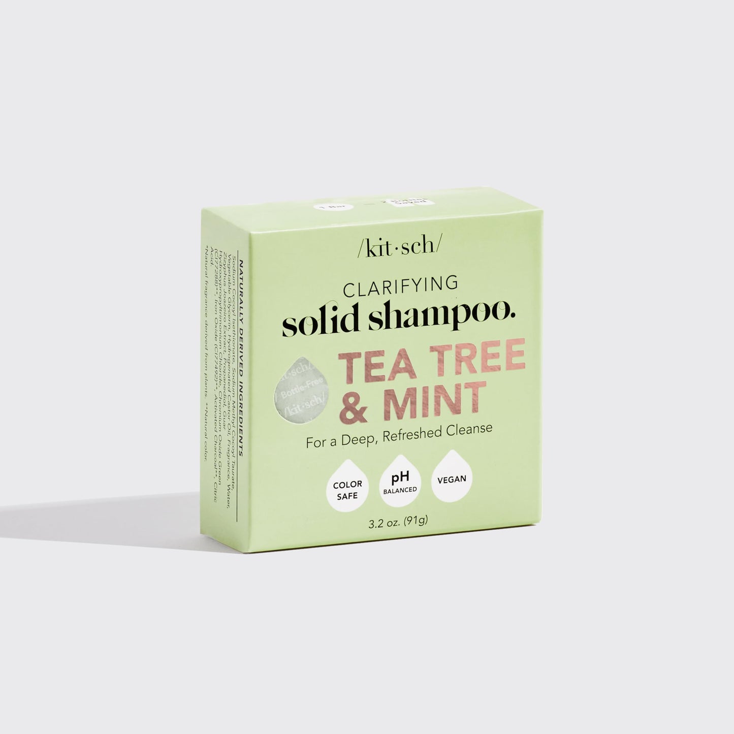 Kitsch Tea Tree & Mint Shampoo Bar - Anti Dandruff Shampoo for Itchy Scalp and All Hair Types - Natural Hair Shampoo Bar with Mint - Vegan Hair Care, Paraben & Sulfate Free, Made in USA - 3.2oz