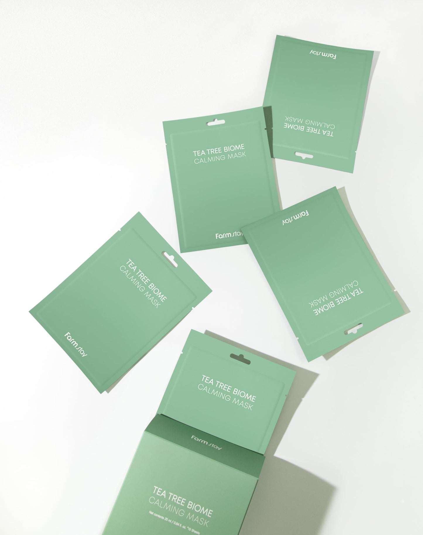 FARMSTAY TeaTree Biome Calming Mask -Daily Facial Gentle for Sensitive Skin, Korean Skin Care, Hydrating& Soothing, Acne Calming mask,100% cellulose, for Women,Men,Teenager,0.84 fl.oz.*10Sheets