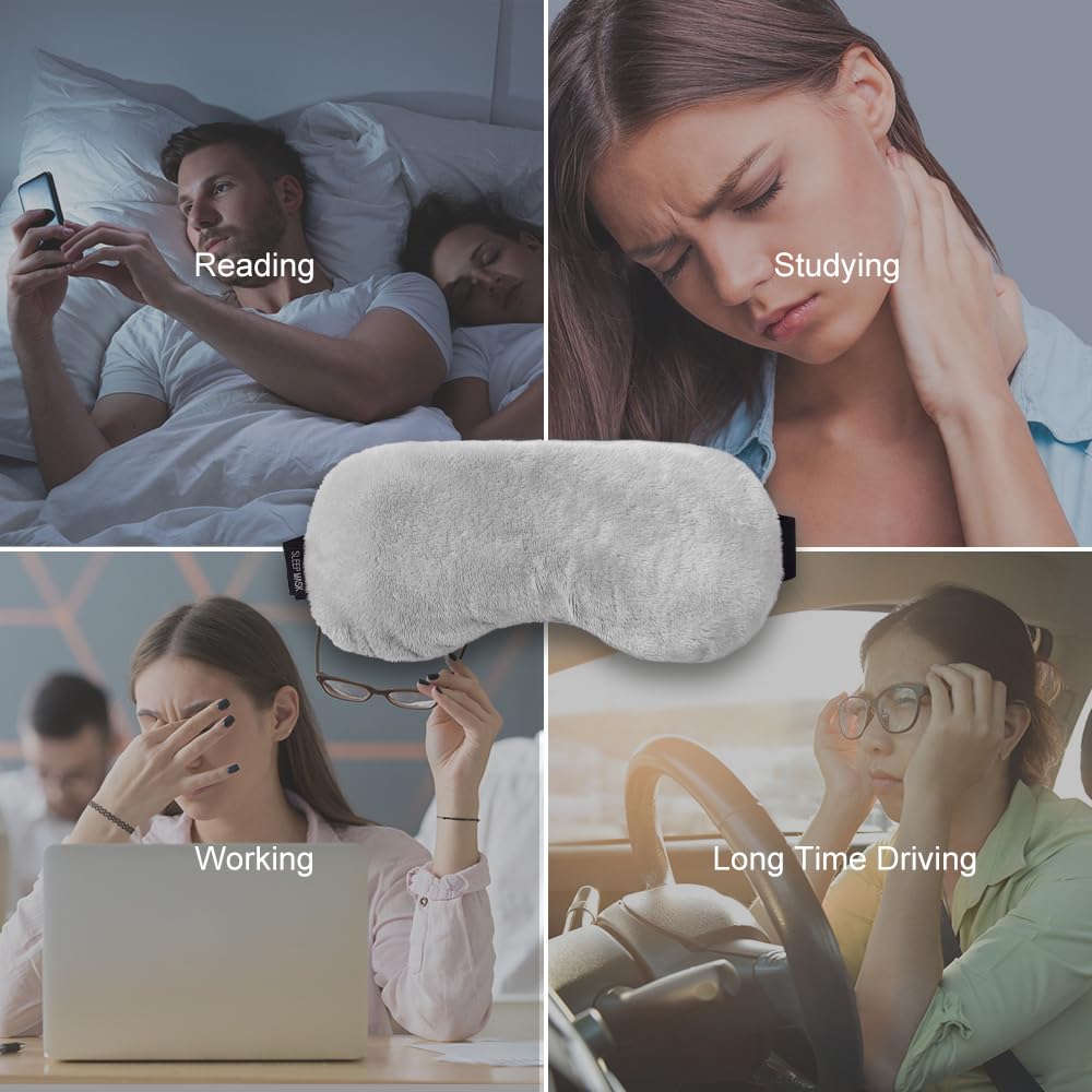 Umisleep Lavender Eye Mask, 0.45 lb Aromatherapy Weighted Eye Mask for Dry Eyes, Sleep Mask for Men Women, Hot Therapy Eye Cover for Compression Pain Relief, Eye Pillow for Puffy Eyes, Sinus Pain-Grey