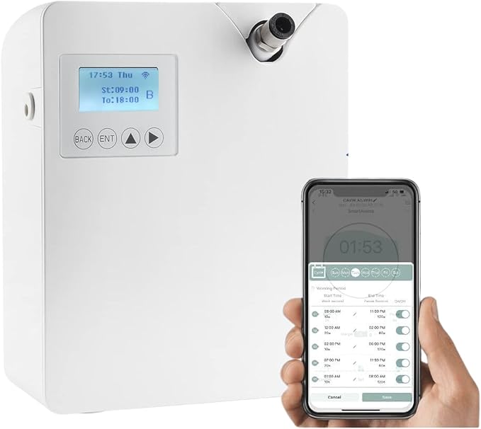 Smart HVAC Scent Diffusesr Whole House- Cold Air Nebulizing Tech. Waterless Scent Air Machine for Home & Commerical - Hotel Collection Aromatherapy Diffuser 300ml Cover Up to 2,000 Sq.Ft.