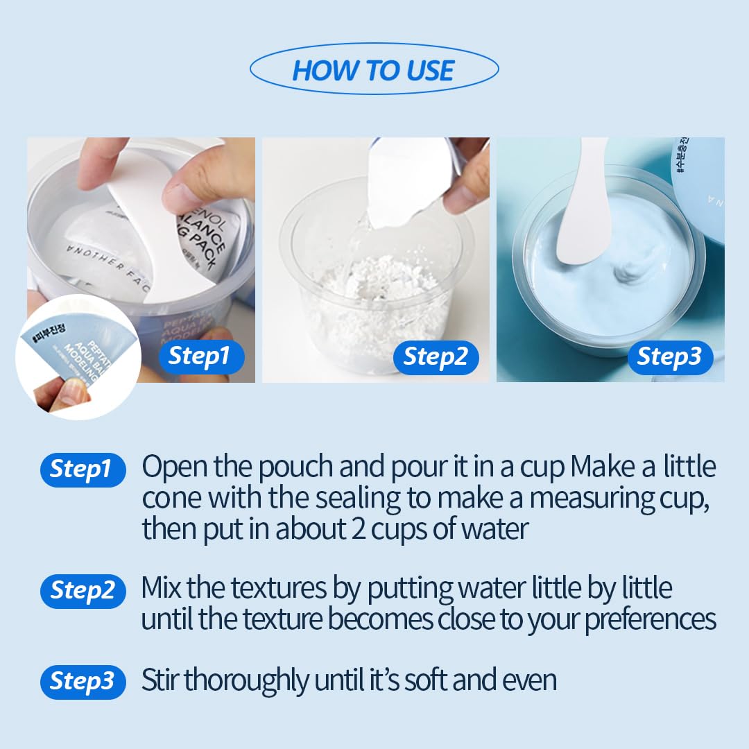 ANOTHERFACE PEPTATHENOL™ Aqua Balance Modeling Pack, Deep Hydrating & Cooling Jelly Mask, Intensive Calming & Soothing, Smooth Skin Texture, Home Spa Kit, Korean Skin Care, 4 cups in 1 Pack, Vegan