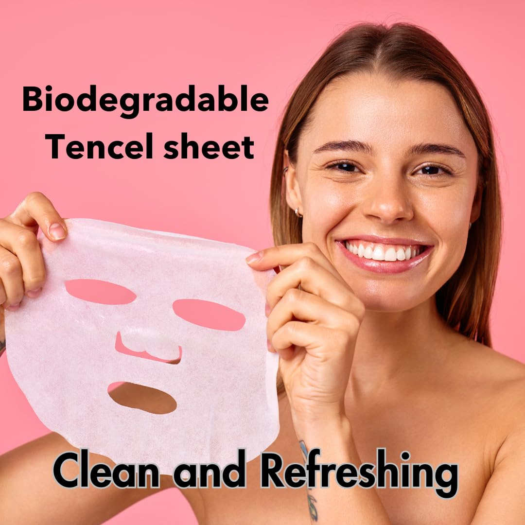 RESPEKT Facial Sheet Mask for Pore Tightening, Collagen Boost, Dark Spots, Moisturizing, Wrinkles: Collagen, Peptide, Hyaluronic Acid, Diamond Powder, Niacinamide, Biodegradable Sheet