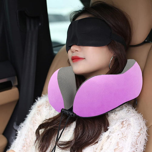 GOTDYA Travel Pillow,Travel Neck Pillows for Sleeping,100% Pure Memory Foam Soft Comfort & Support Pillow for Airplane/Car/Office&Home Rest Use-Violet