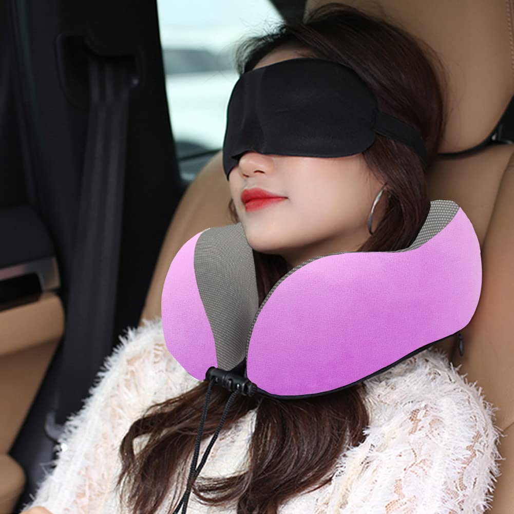 GOTDYA Travel Pillow,Travel Neck Pillows for Sleeping,100% Pure Memory Foam Soft Comfort & Support Pillow for Airplane/Car/Office&Home Rest Use-Violet
