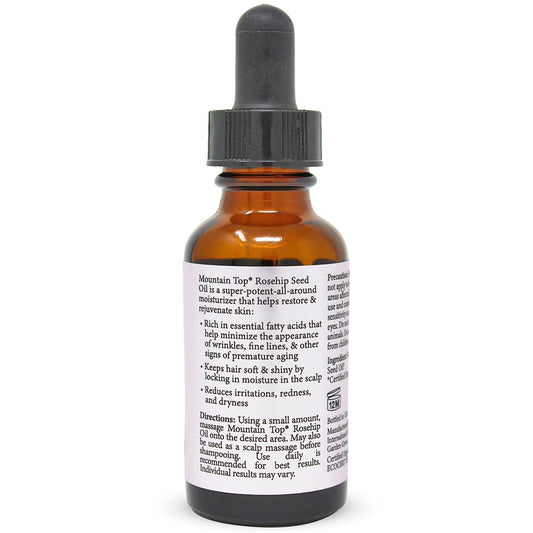 MOUNTAIN TOP Rosehip Seed Oil USDA Organic 100% Pure Cold Pressed Unrefined - Premium Grade Pure Natural Moisturizer Treatment for Face, Hair, Skin, Nails - Men & Women