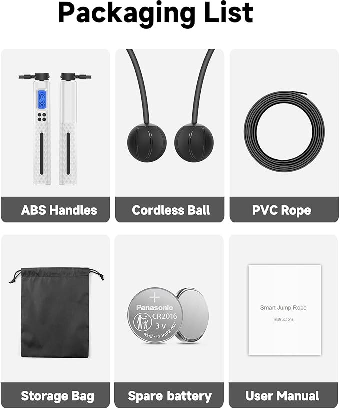 KINTHEA 2 in 1 Smart Jump Rope with Counter and LED Display, Cordless Jumping Rope with Counter for Women, Men, All Age, Adjustable Skipping Rope for Cardio Fitness in Limited Home Space & Outdoor