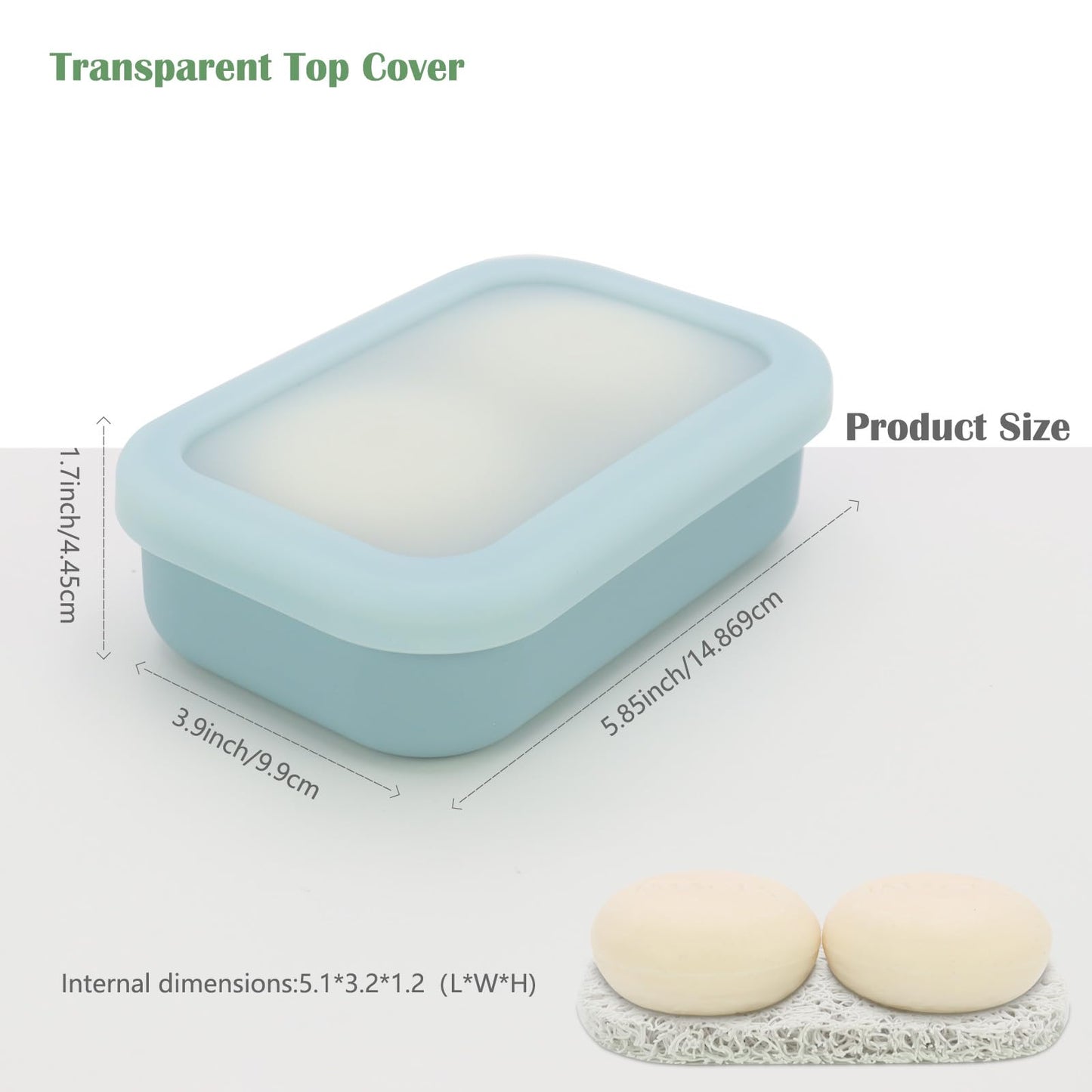 OLAMAR Solid Shampoo Bar Holder,Silicone Travel Soap Case,Enhanced Leak Proof Soap Container with Drainage Layer Soap Holder, Suitable for Bathroom,Camping and Gym (Blue, Large)